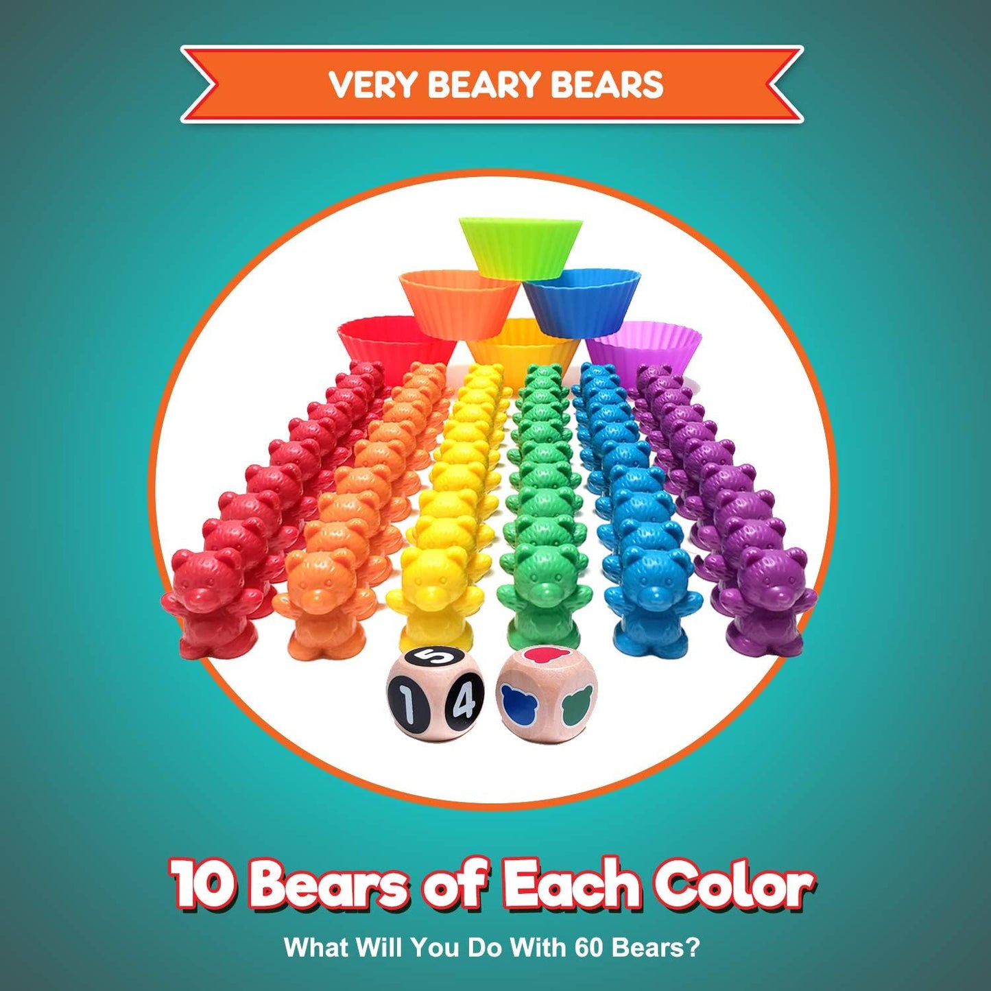 Jumbo Counting Bears Matching Game - Montessori Fine Motor Learning Toys with Stacking Cups, 60 Preschool Math Manipulatives, 2 Toddler Games Dice, Toy Storage & Activities Ebook