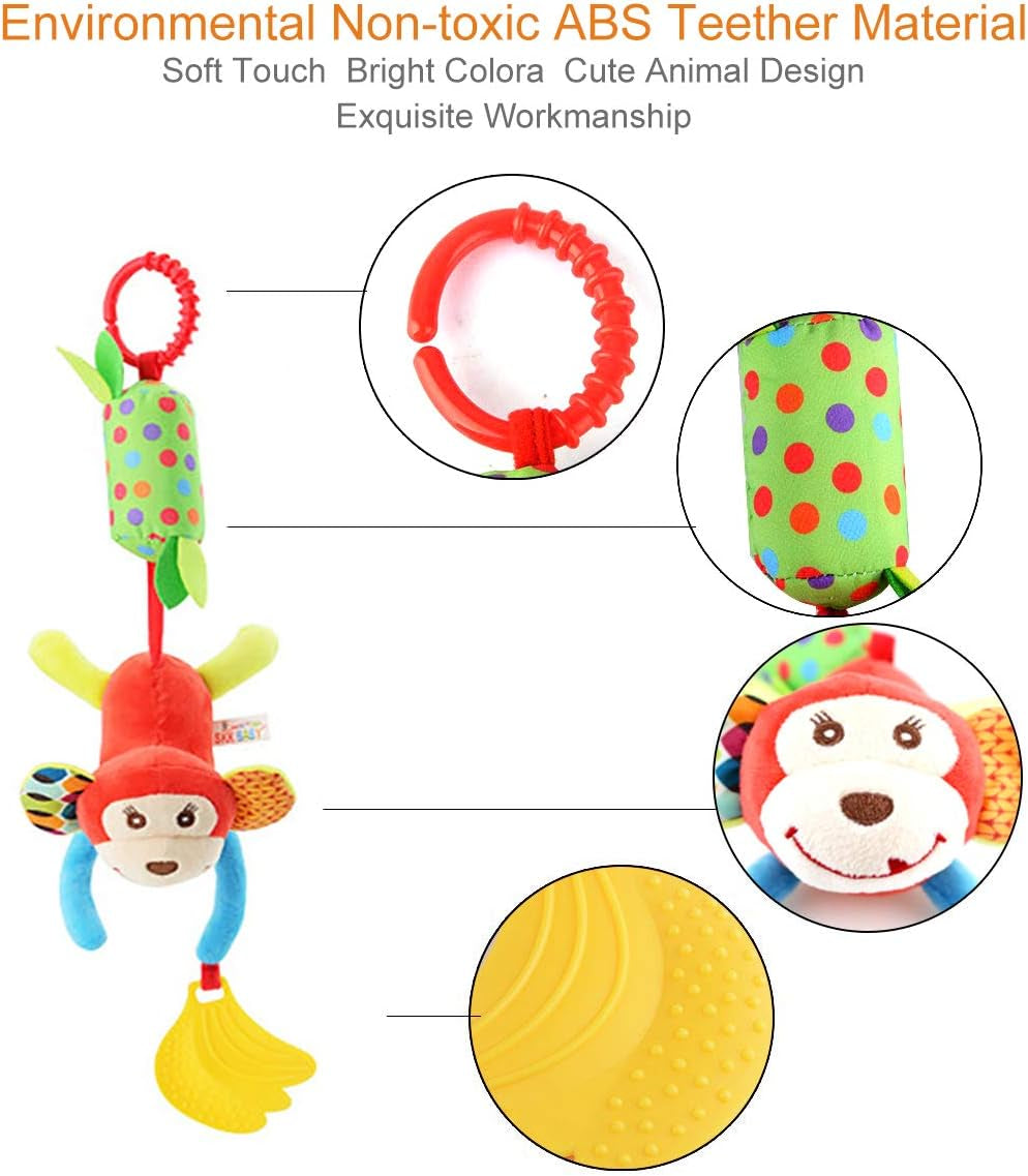 Baby Toys Infant Sensory Games Car Seats Stroller Crib Activities Montessori Learning Education Travel Essential Birthday Gifts for Newborns Toddlers Boys Girls Ages 3+ Months, Pack of 4