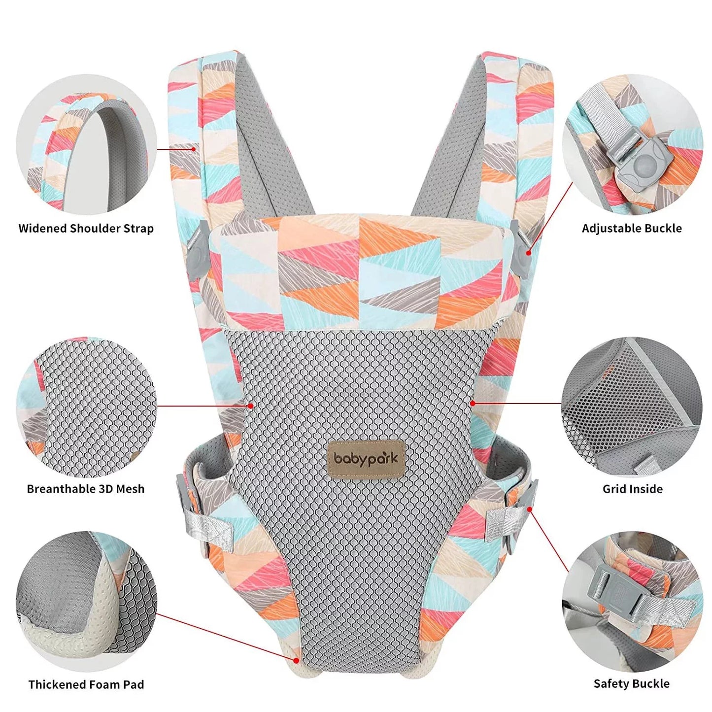 Baby Carrier, 4-In-1 Colorful Baby Carrier, Front and Back Baby Sling with Adjustable Holder, Christmas Gift