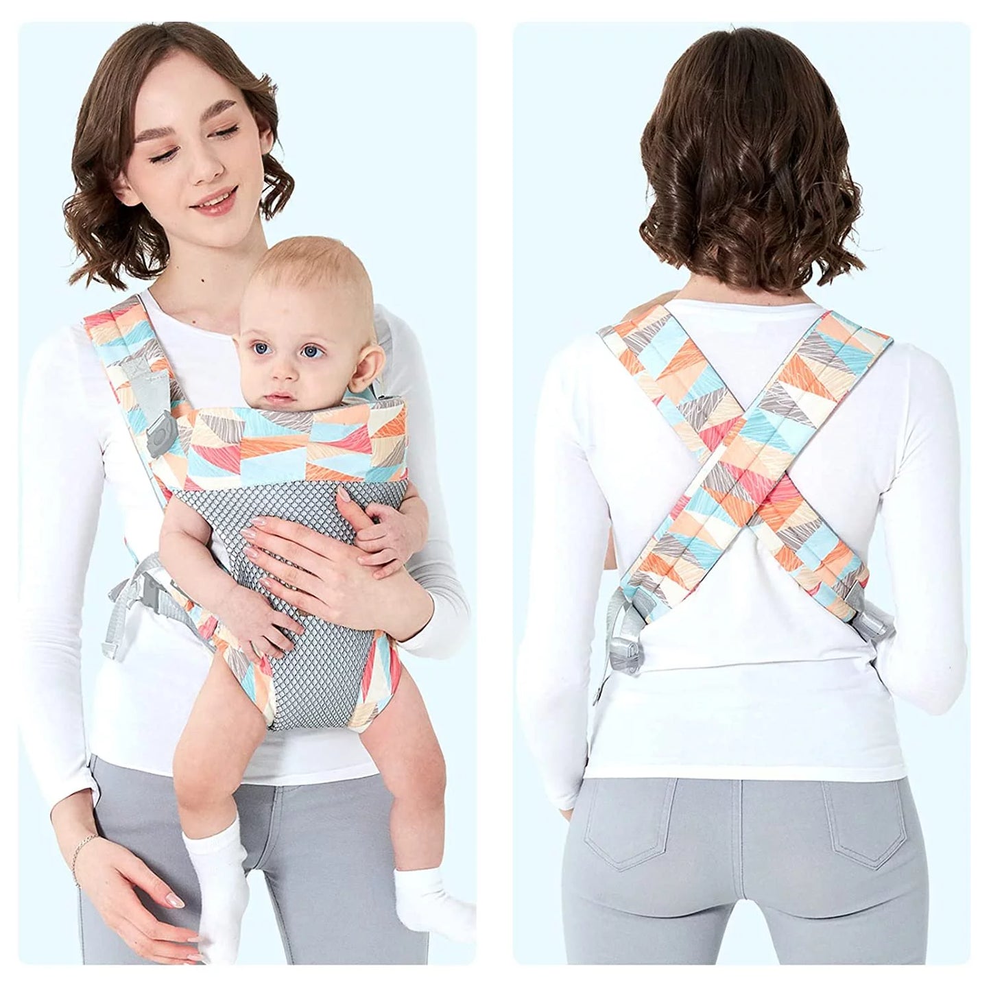 Baby Carrier, 4-In-1 Colorful Baby Carrier, Front and Back Baby Sling with Adjustable Holder, Christmas Gift