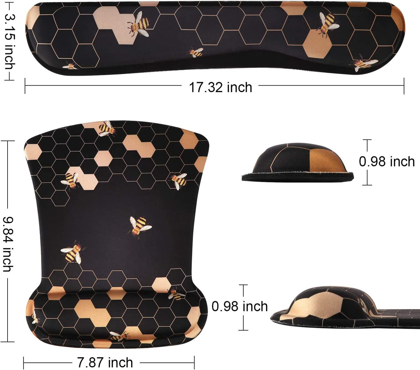 Ergonomic Mouse Pad with Wrist Rest, Keyboard Wrist Rest Mouse Wrist Rest, Made of Memory Foam, Easy Typing and Relieve Wrist Pain, Perfect for Computer Keyboard Office (A-Honeycomb)