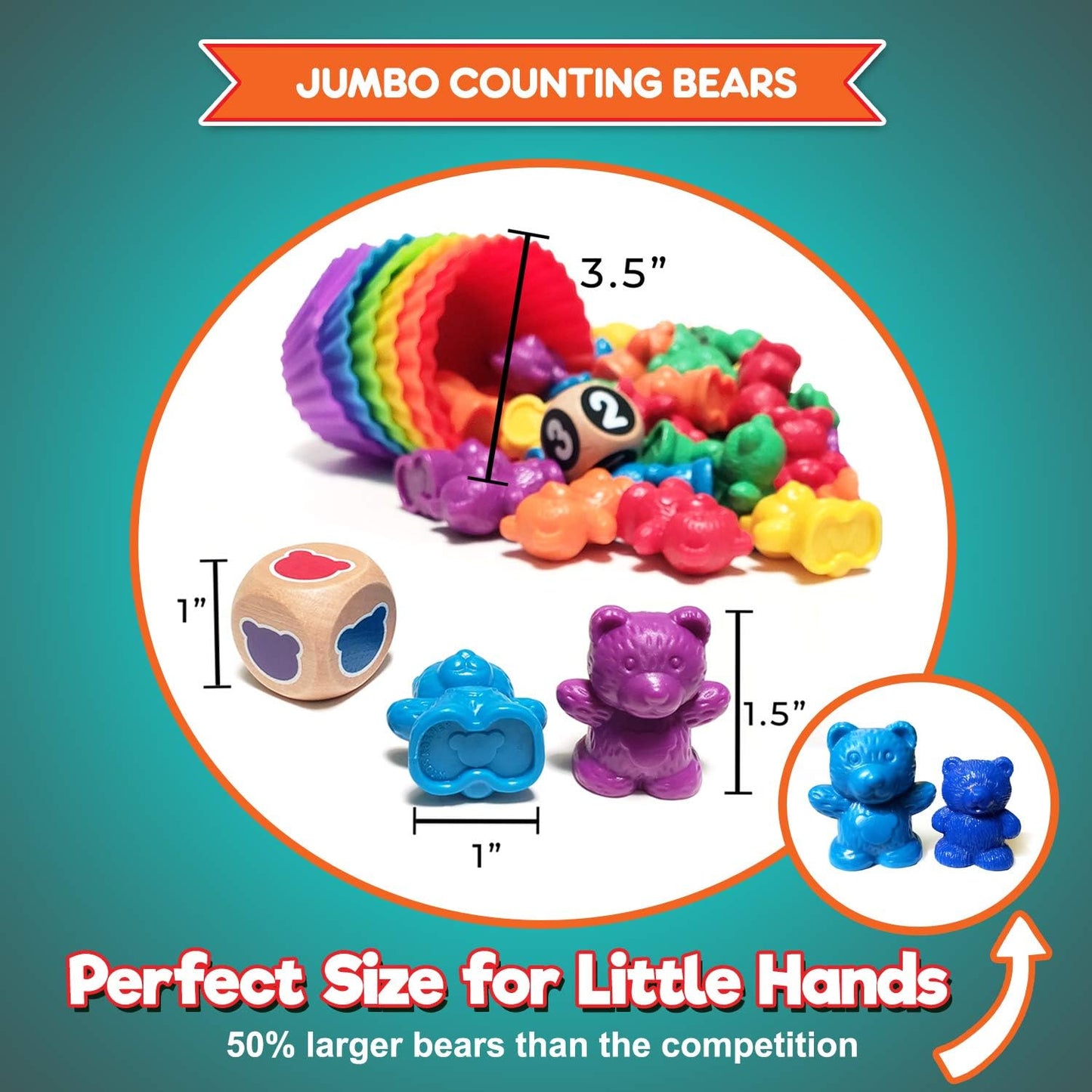 Jumbo Counting Bears Matching Game - Montessori Fine Motor Learning Toys with Stacking Cups, 60 Preschool Math Manipulatives, 2 Toddler Games Dice, Toy Storage & Activities Ebook
