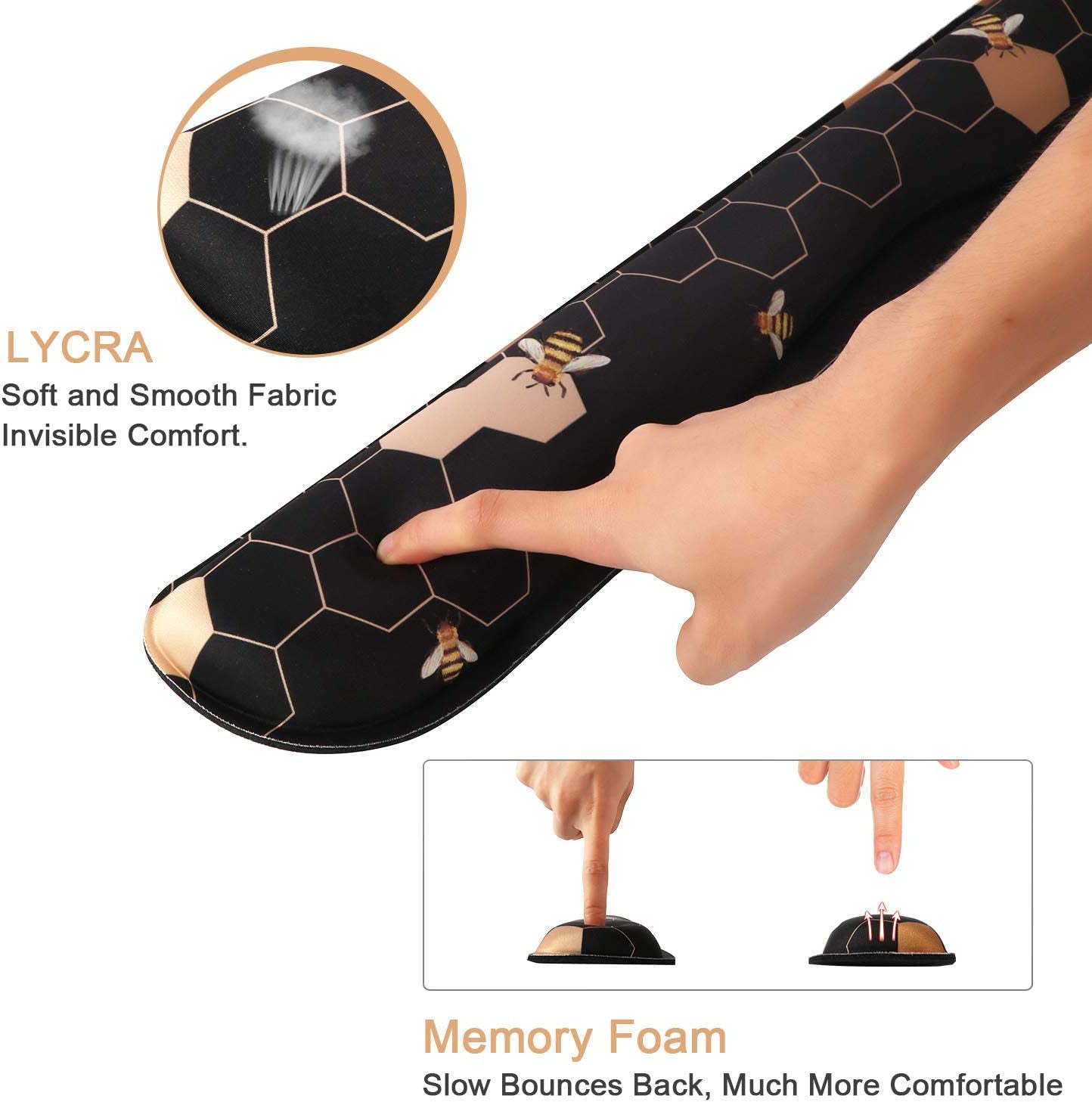 Ergonomic Mouse Pad with Wrist Rest, Keyboard Wrist Rest Mouse Wrist Rest, Made of Memory Foam, Easy Typing and Relieve Wrist Pain, Perfect for Computer Keyboard Office (A-Honeycomb)