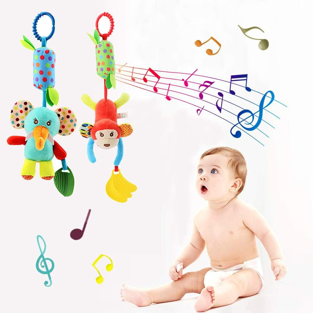 Baby Toys Infant Sensory Games Car Seats Stroller Crib Activities Montessori Learning Education Travel Essential Birthday Gifts for Newborns Toddlers Boys Girls Ages 3+ Months, Pack of 4