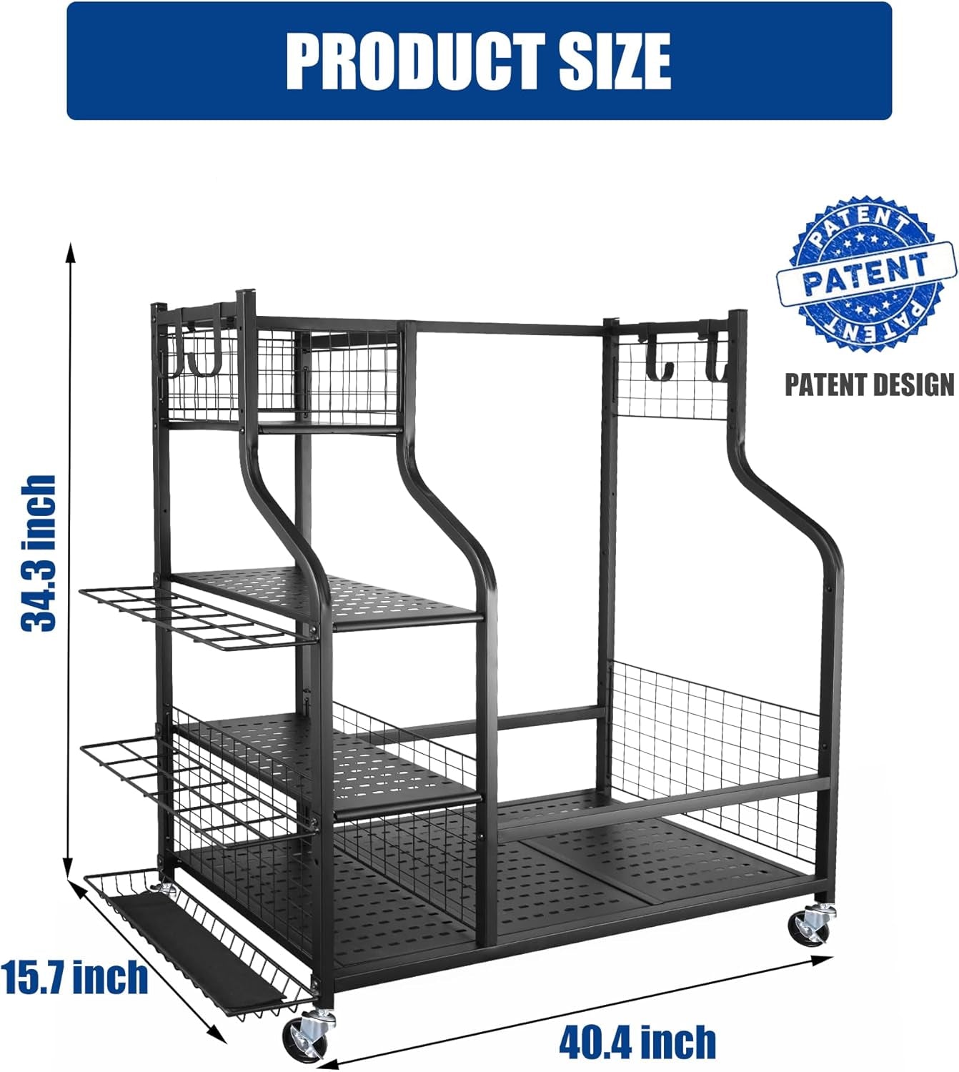 Golf Storage Garage Organizer, Golf Bag Storage Stand and Other Golfing Equipment Rack, Extra Storage Rack for Golf Clubs
