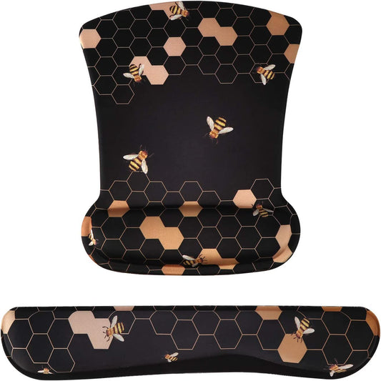 Ergonomic Mouse Pad with Wrist Rest, Keyboard Wrist Rest Mouse Wrist Rest, Made of Memory Foam, Easy Typing and Relieve Wrist Pain, Perfect for Computer Keyboard Office (A-Honeycomb)