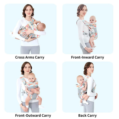 Baby Carrier, 4-In-1 Colorful Baby Carrier, Front and Back Baby Sling with Adjustable Holder, Christmas Gift