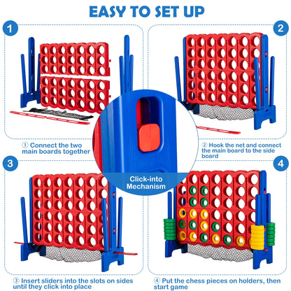 4-To-Score Giant Game Set 4-In-A-Row Connect Game W/Net Storage for Kids & Adult