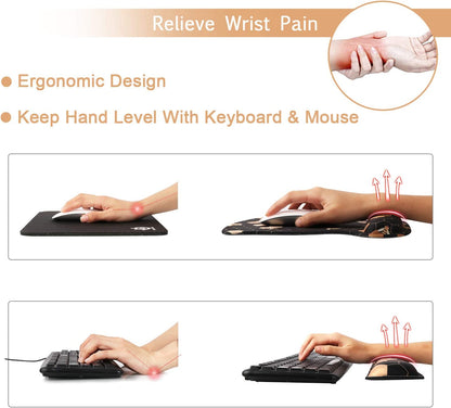 Ergonomic Mouse Pad with Wrist Rest, Keyboard Wrist Rest Mouse Wrist Rest, Made of Memory Foam, Easy Typing and Relieve Wrist Pain, Perfect for Computer Keyboard Office (A-Honeycomb)
