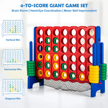 4-To-Score Giant Game Set 4-In-A-Row Connect Game W/Net Storage for Kids & Adult