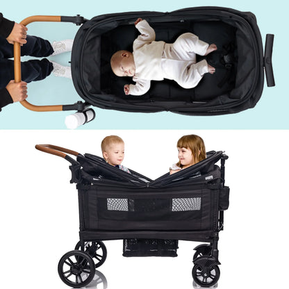Wagon Stroller for 2 Kids &Toddler with 5-Point Harness,Adjustable Handle Bar and Canopy,Tray Table