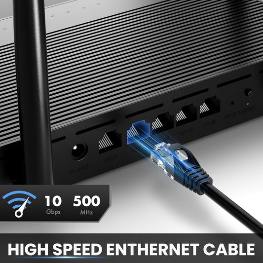 Cat 6 Ethernet Cable 6 FT (10 Pack), Cat6 Patch Cable, High Speed 10Gbps 500Mhz Ethernet Cable Network Cord, RJ45 Lan Internet Cable for Computer Modem Router PS4/5 Xbox -5 Colors